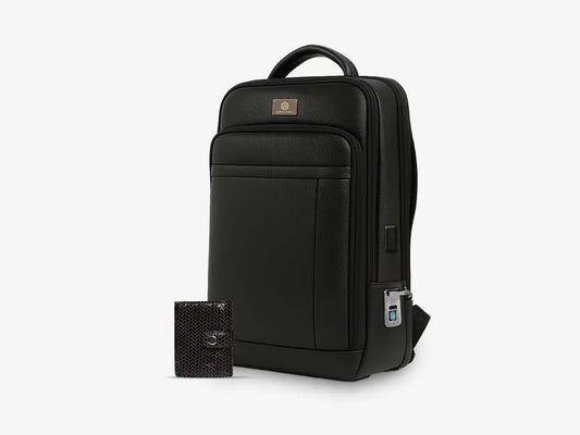 Smart Card Bot + Fingerlock Leather Backpack Arista Vault