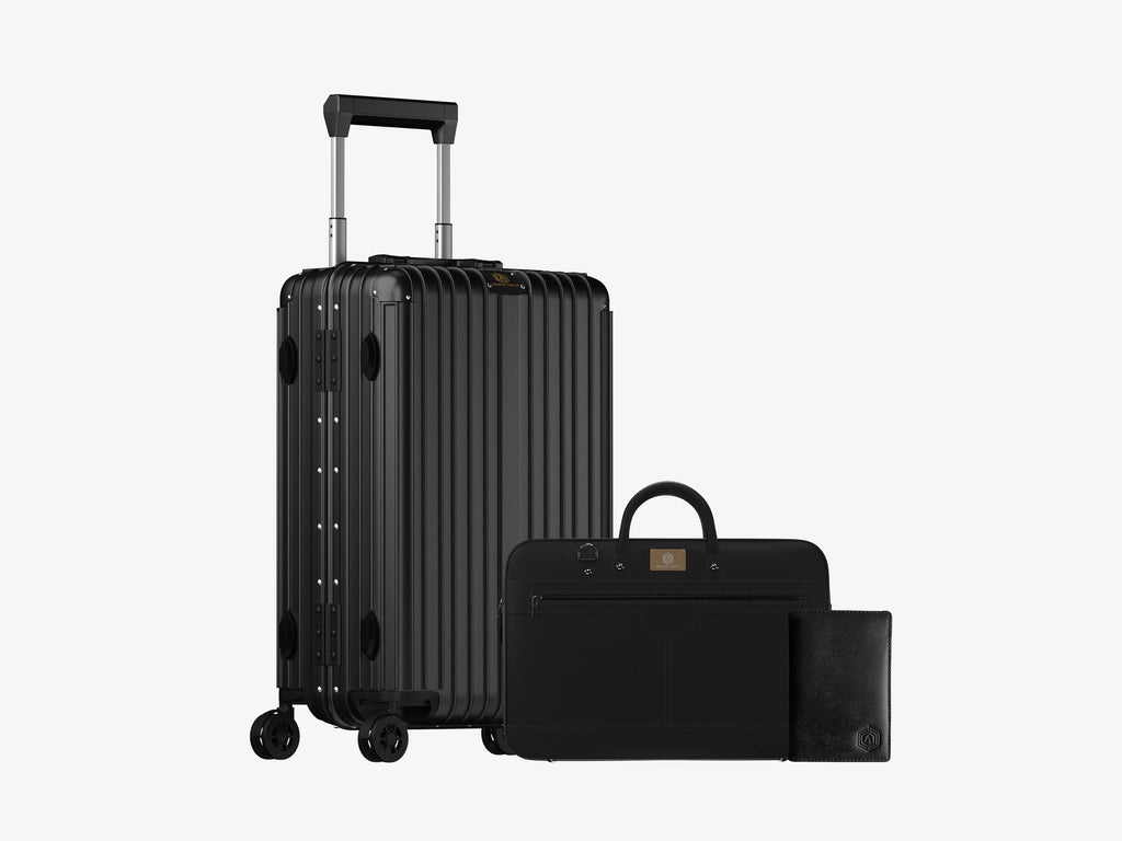 Smart Aviator Luggage + ZenMatte Laptop Bag (Black) + Smart Passport Holder (Black) Arista Vault