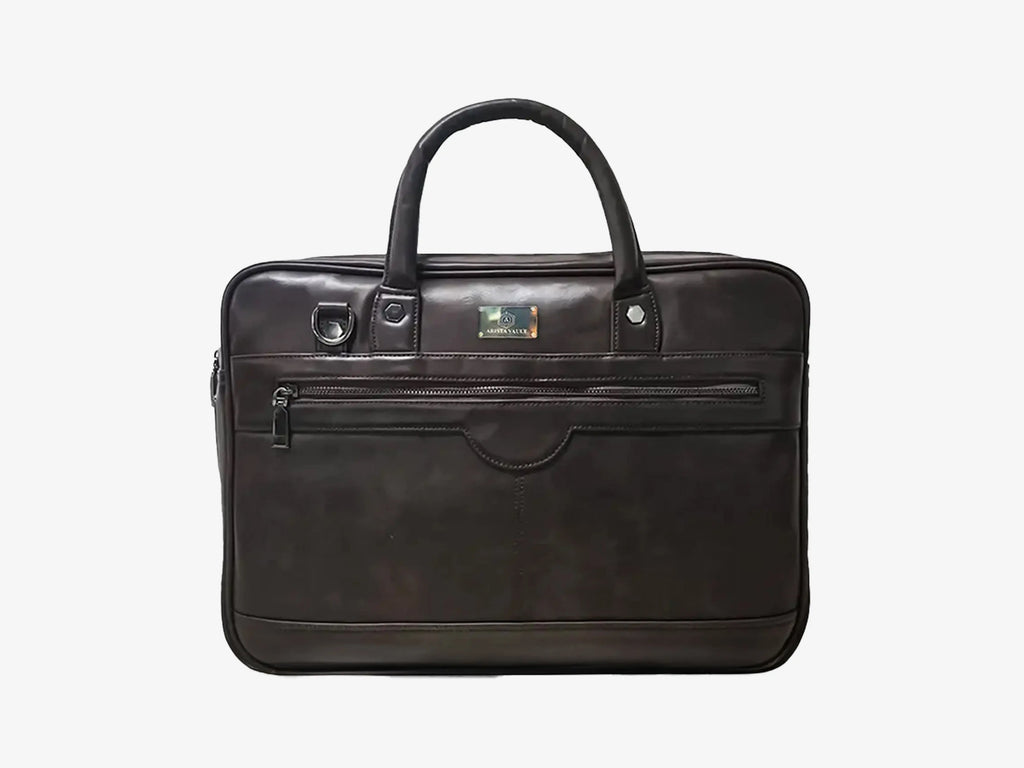 ZenMatte Laptop Bag (Brown) + Black Passport Holder Arista Vault