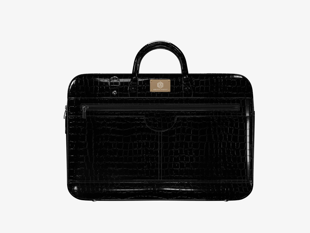 Smart Aviator luggage + Croc textured fingerlock bag (black) Arista Vault
