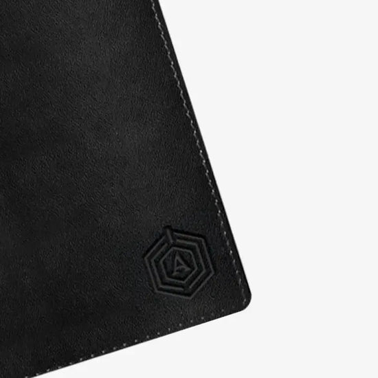 Side View of Black Smart Passport Holder Showing Slim Profile and Premium Leather Construction