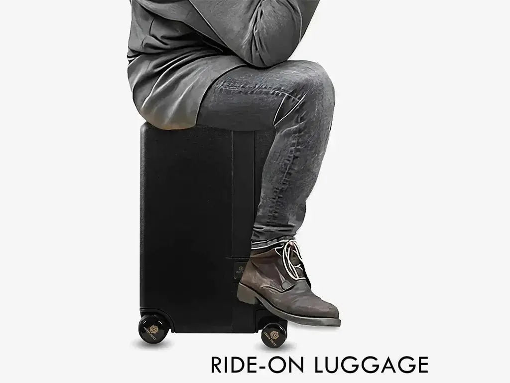 USB Charging Port on Black Follow Me Luggage for Charging Mobile Devices While Traveling