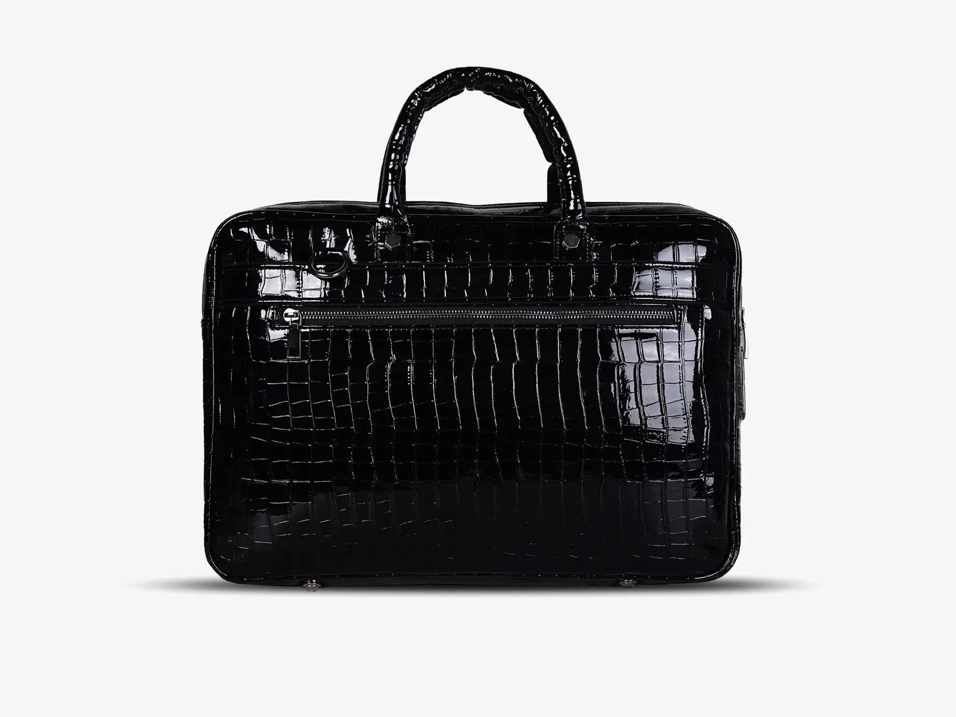 Business Professional Using Black Croc Textured Fingerlock Bag During Business Meeting