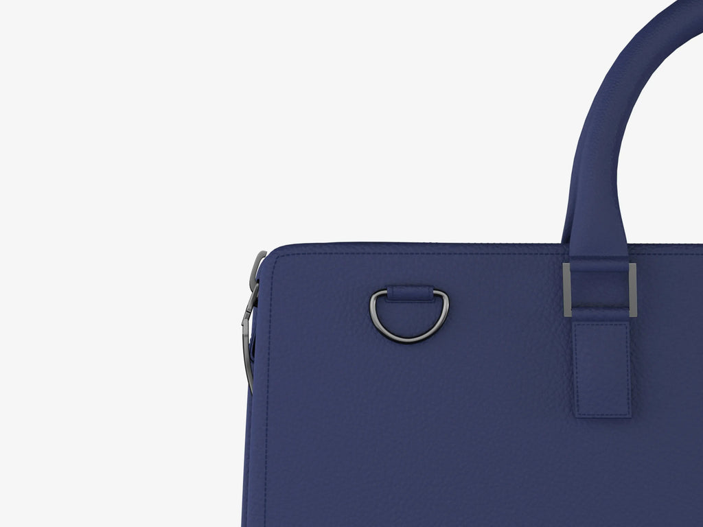 Close-up of Fingerprint Lock on Blue Techbag with LED Status Indicator and USB Charging Port