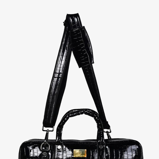 Inside View of Croc Textured Fingerlock Bag Showing Laptop Sleeve and Document Compartments