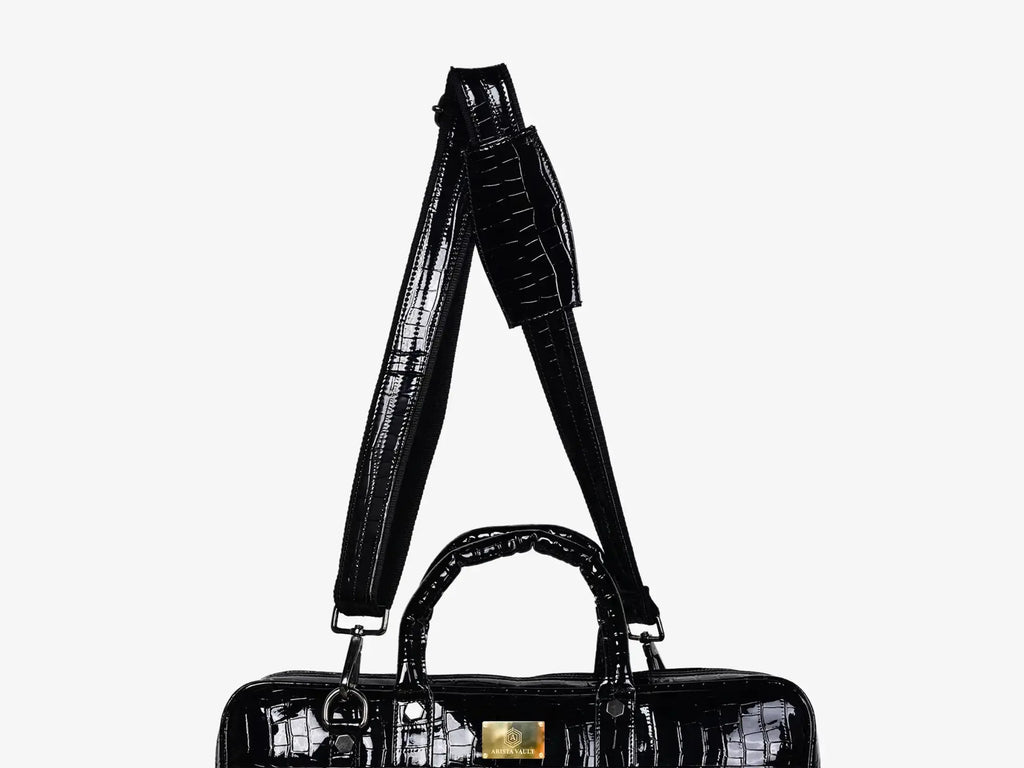 Inside View of Croc Textured Fingerlock Bag Showing Laptop Sleeve and Document Compartments