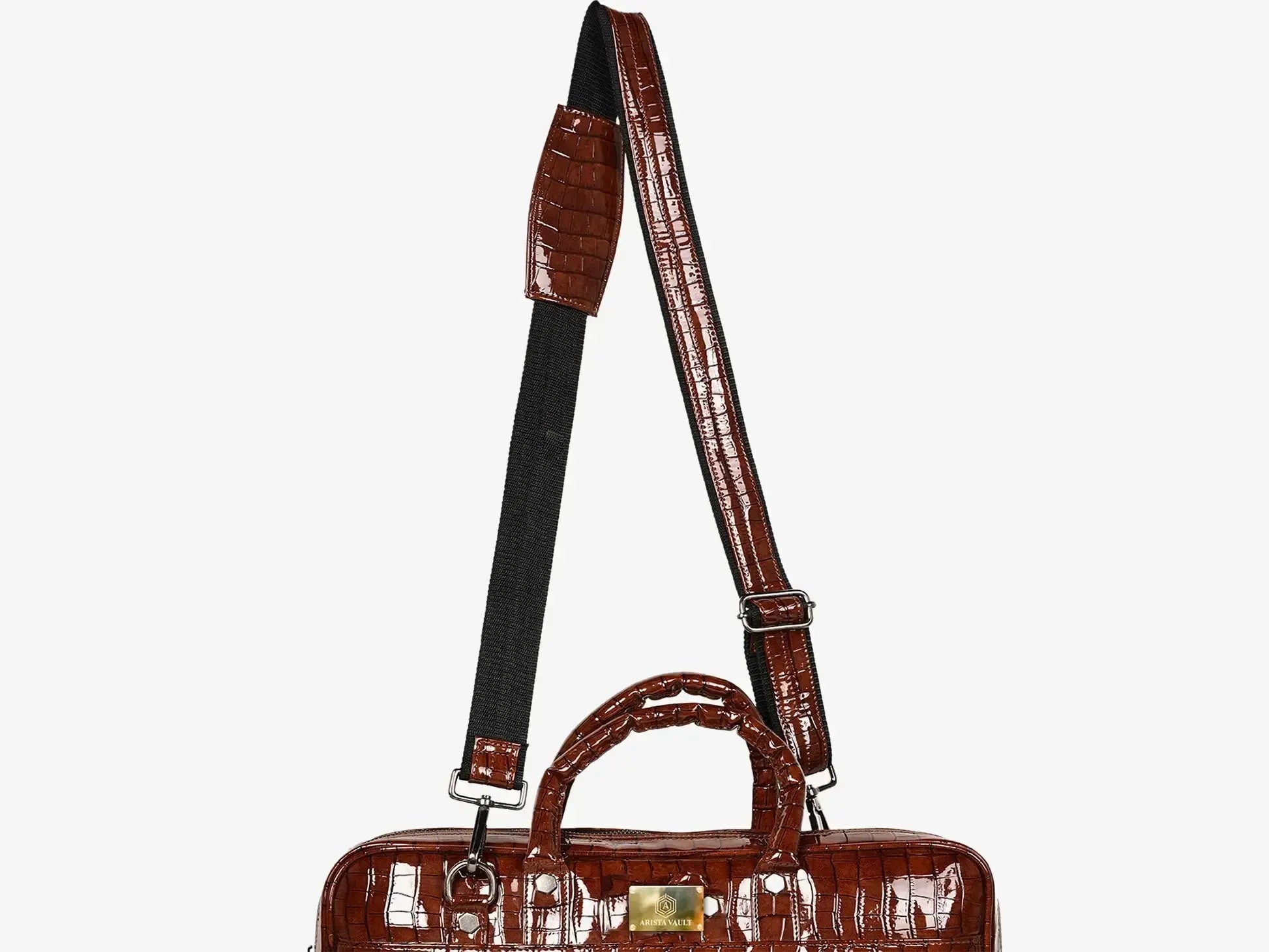 Close-up of  Brown Croc Embossing Showing Luxury Craftsmanship and Texture