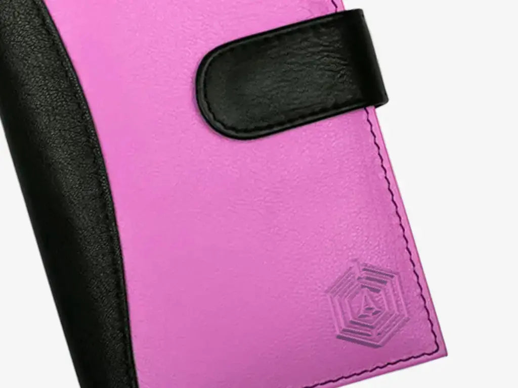Side Profile of Pink She Bot Finder Showing Slim Design and Premium Leather Texture