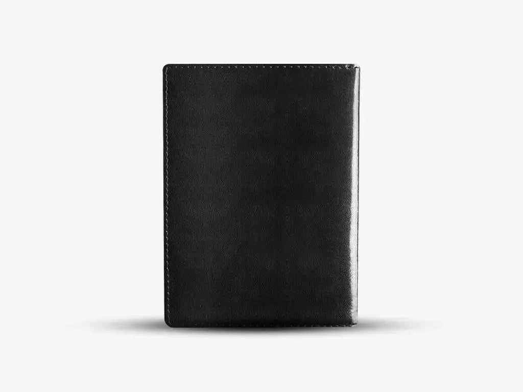 Inside View of Black Passport Holder Showing Passport Compartment, Card Slots and Cash Section