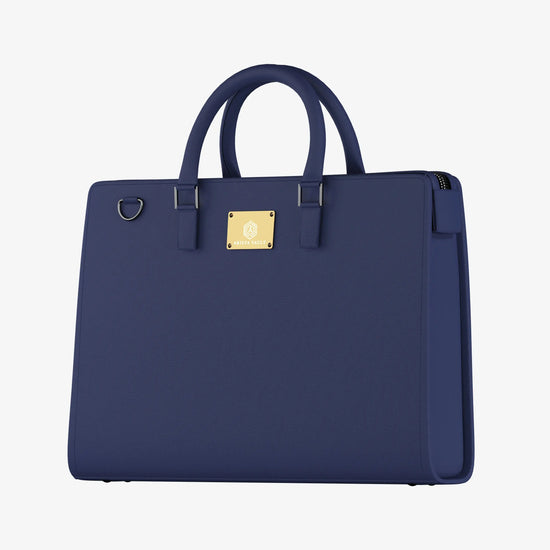 Inside View of Blue Techbag Fingerlock with Laptop Sleeve, Tablet Pocket and Accessory Organization