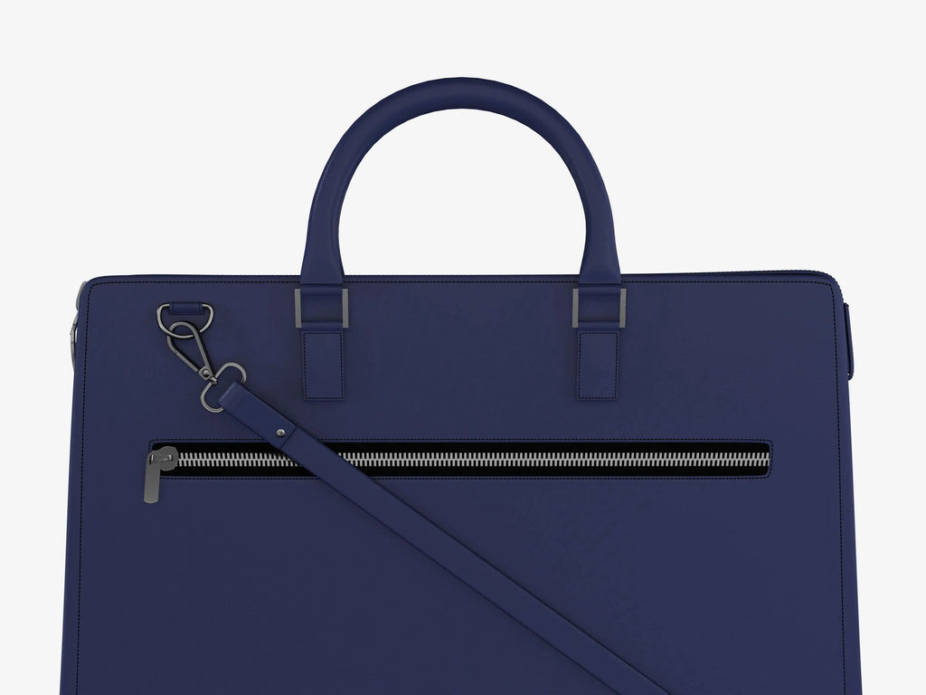 Technology Professional Using Blue Techbag Fingerlock During Daily Work with Digital Devices
