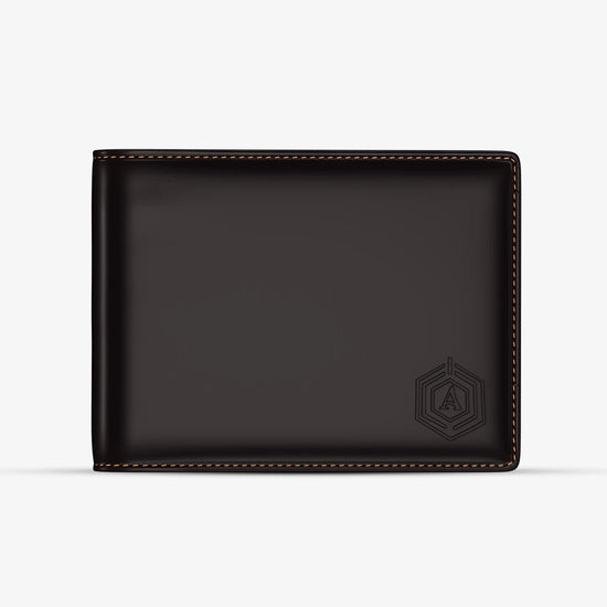 Brown Italian Leather Smart Wallet with Built-in Power Bank and Anti-Loss Technology