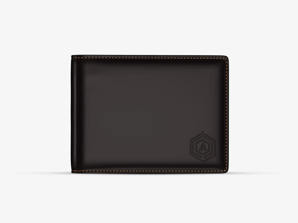 Brown Italian Leather Smart Wallet with Built-in Power Bank and Anti-Loss Technology