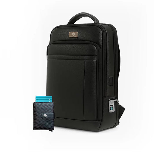 Smart Card Bot + Fingerlock Leather Backpack Arista Vault