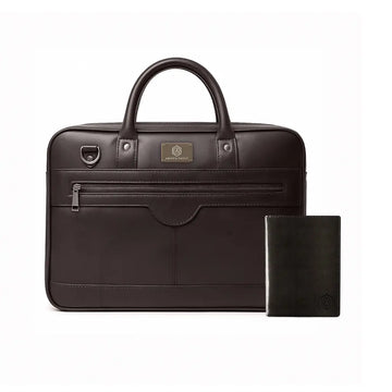 ZenMatte Laptop Bag (Brown) + Smart Passport Holder (Black) Arista Vault