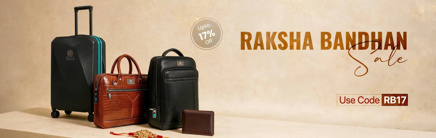 Raksha Bandhan gifts from Arista Vault featuring smart bags, wallet and keychain
