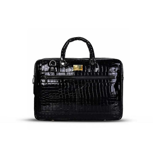 Croc-Textured Fingerlock Smart Laptop Bag (Black) Arista Vault