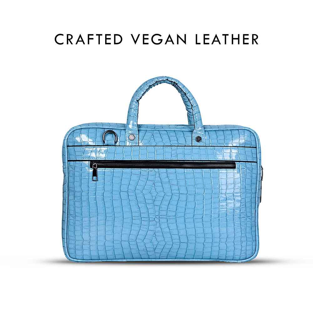 Croc-Textured Fingerlock Smart Laptop Bag (Sky Blue) Arista Vault