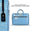 Croc-Textured Fingerlock Smart Laptop Bag (Sky Blue) Arista Vault