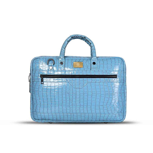 Croc-Textured Fingerlock Smart Laptop Bag (Sky Blue) Arista Vault
