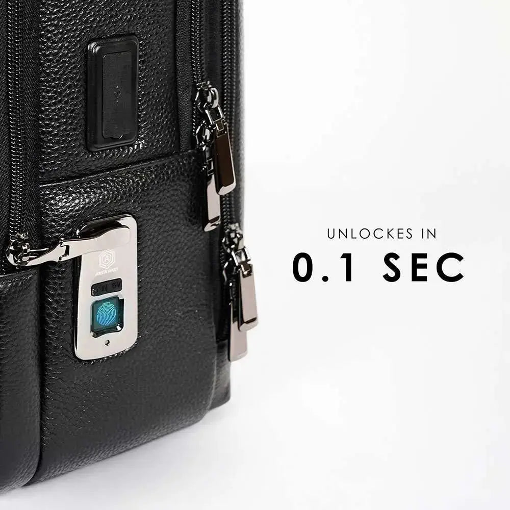 Smart Fingerlock Backpack Leather in (Black) Arista Vault