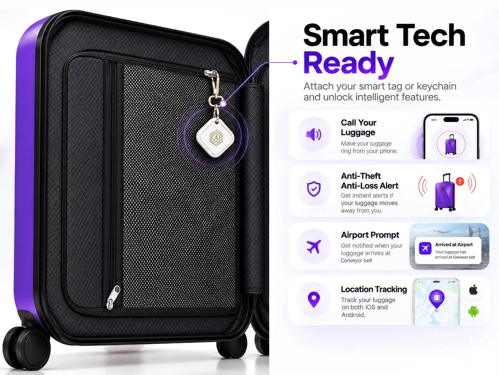Arista Spot - Luggage Purple + Free Smart Keychain