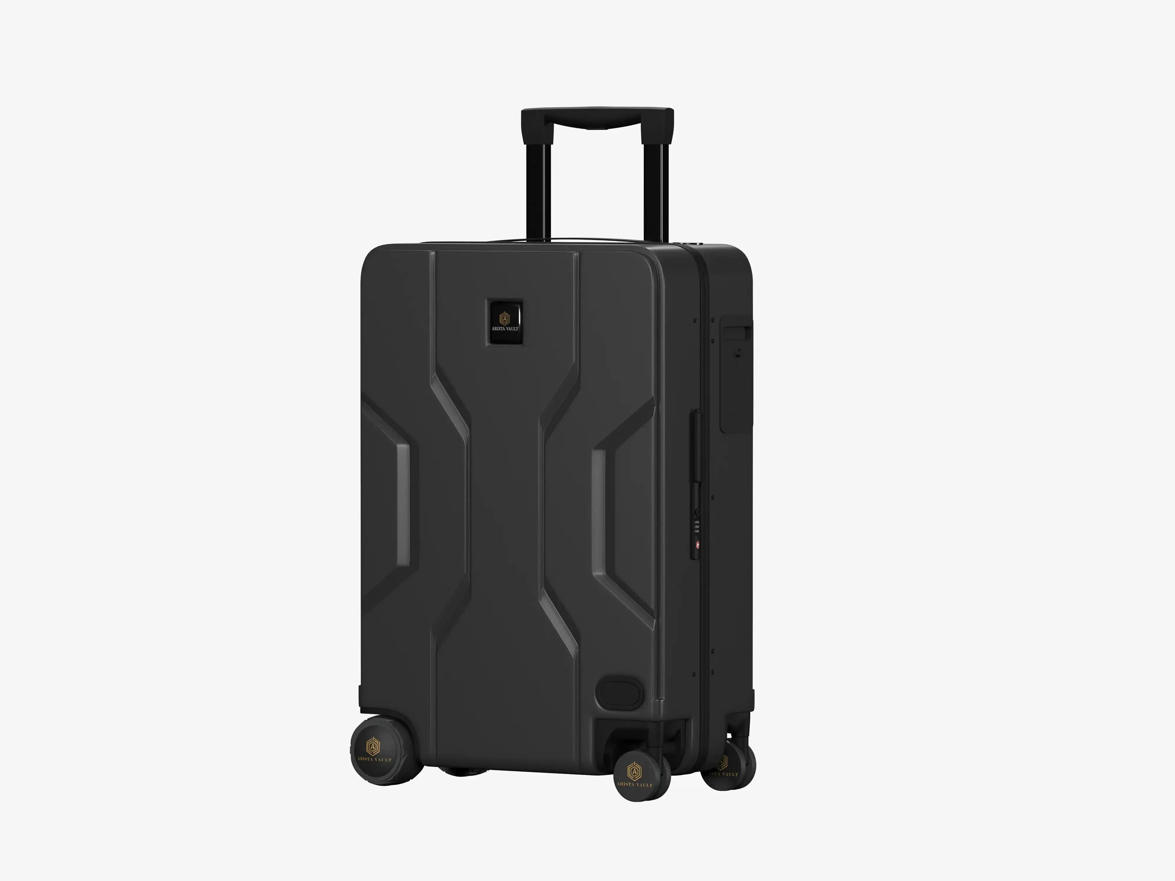 Traveler Walking with Grey Self-Following Jarviz Luggage Demonstrating Obstacle Avoidance