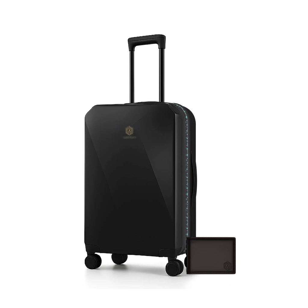 Travel story- Smart Luggage Black and Wallet Bot Classic Brown Arista Vault