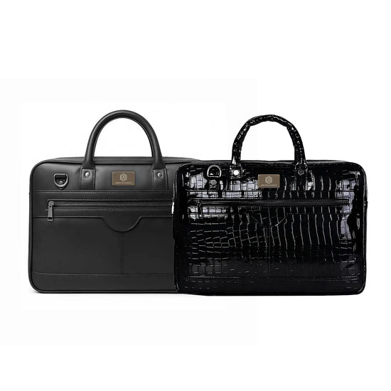 Croc-Textured Leather Bag(Black) and ZenMatte Laptop Bag(Black) Arista Vault