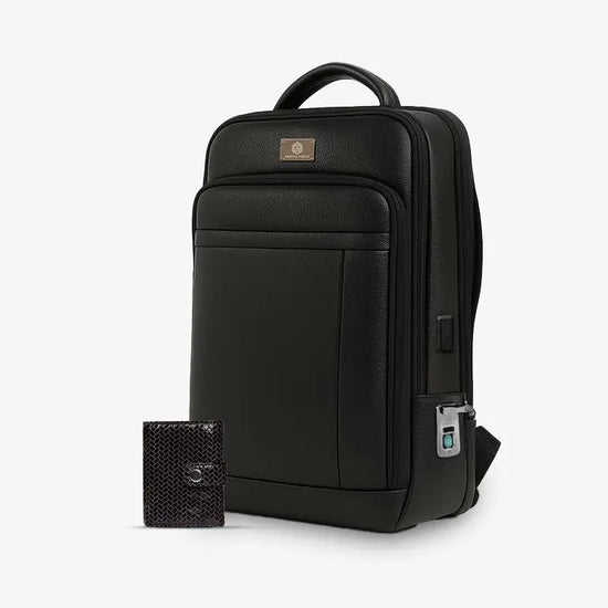 Smart Card Bot + Fingerlock Leather Backpack Arista Vault