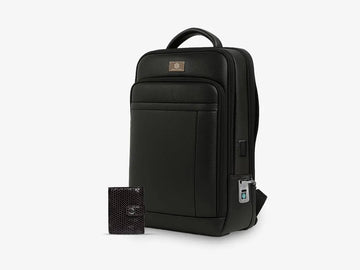 Smart Card Bot + Fingerlock Leather Backpack Arista Vault