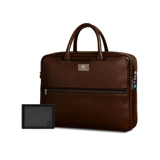 Fingerlock leather Bag(Brown) and Wallet Bot Classic Black Arista Vault