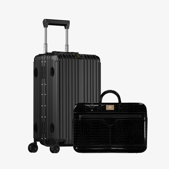 Smart Aviator luggage + Croc textured fingerlock bag (black) Arista Vault