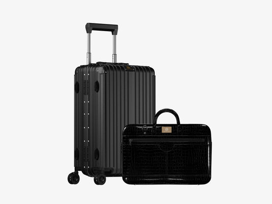 Smart Aviator luggage + Croc textured fingerlock bag (black) Arista Vault