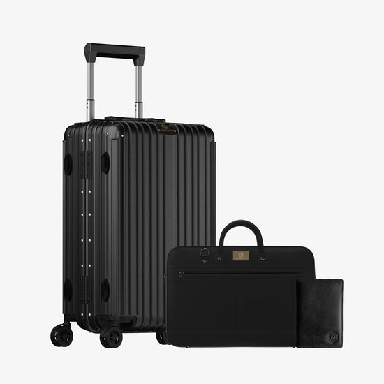 Smart Aviator Luggage + ZenMatte Laptop Bag (Black) + Smart Passport Holder (Black) Arista Vault