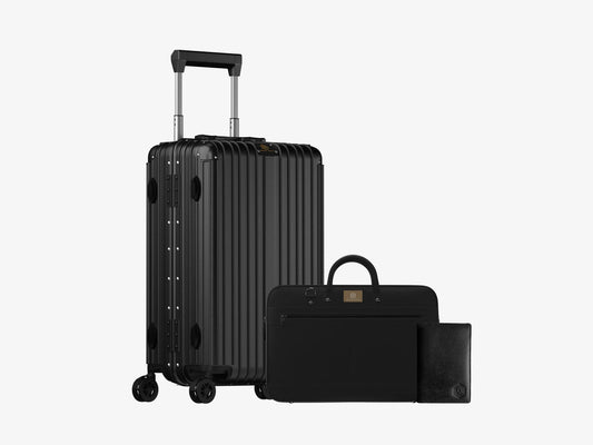 Smart Aviator Luggage + ZenMatte Laptop Bag (Black) + Smart Passport Holder (Black) Arista Vault