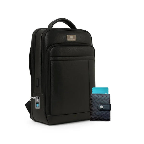 Smart Card Bot + Fingerlock leather Backpack Arista Vault