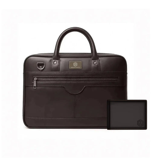 ZenMatte Laptop Bag(Brown) and Wallet Bot finder Arista Vault