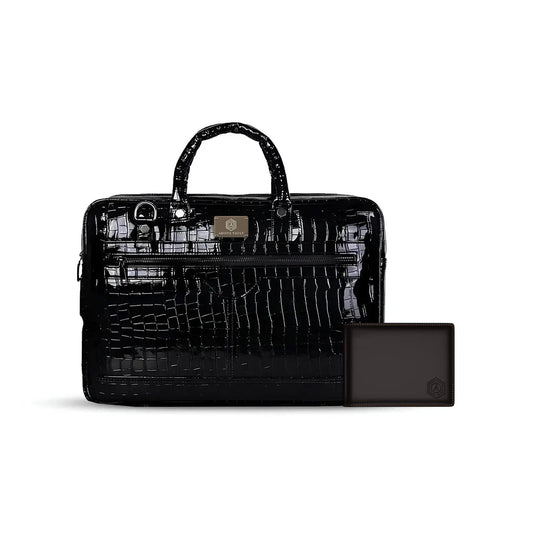 Croc Textured Fingerlock Bag(Black) and Wallet Bot finder Arista Vault