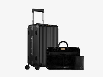Smart Aviator Luggage + Croc Textured Fingerlock Bag (Black) + Smart Passport Holder (Black) Arista Vault