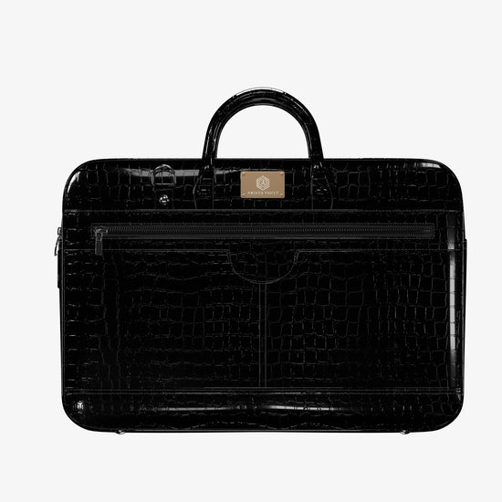 Smart Aviator Luggage + Croc Textured Fingerlock Bag (Black) + Smart Passport Holder (Black) Arista Vault