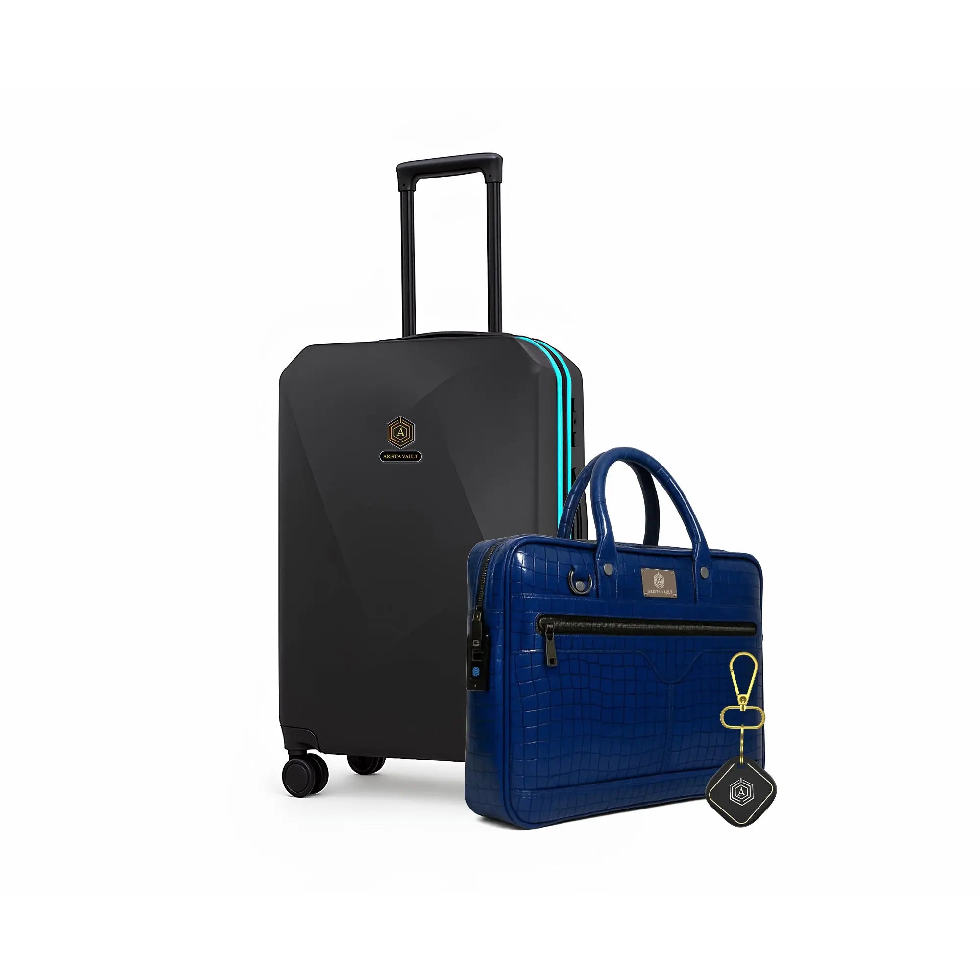 Nebula Neo Luggage + Croc-Textured Fingerlock Bag Blue + Key Chain