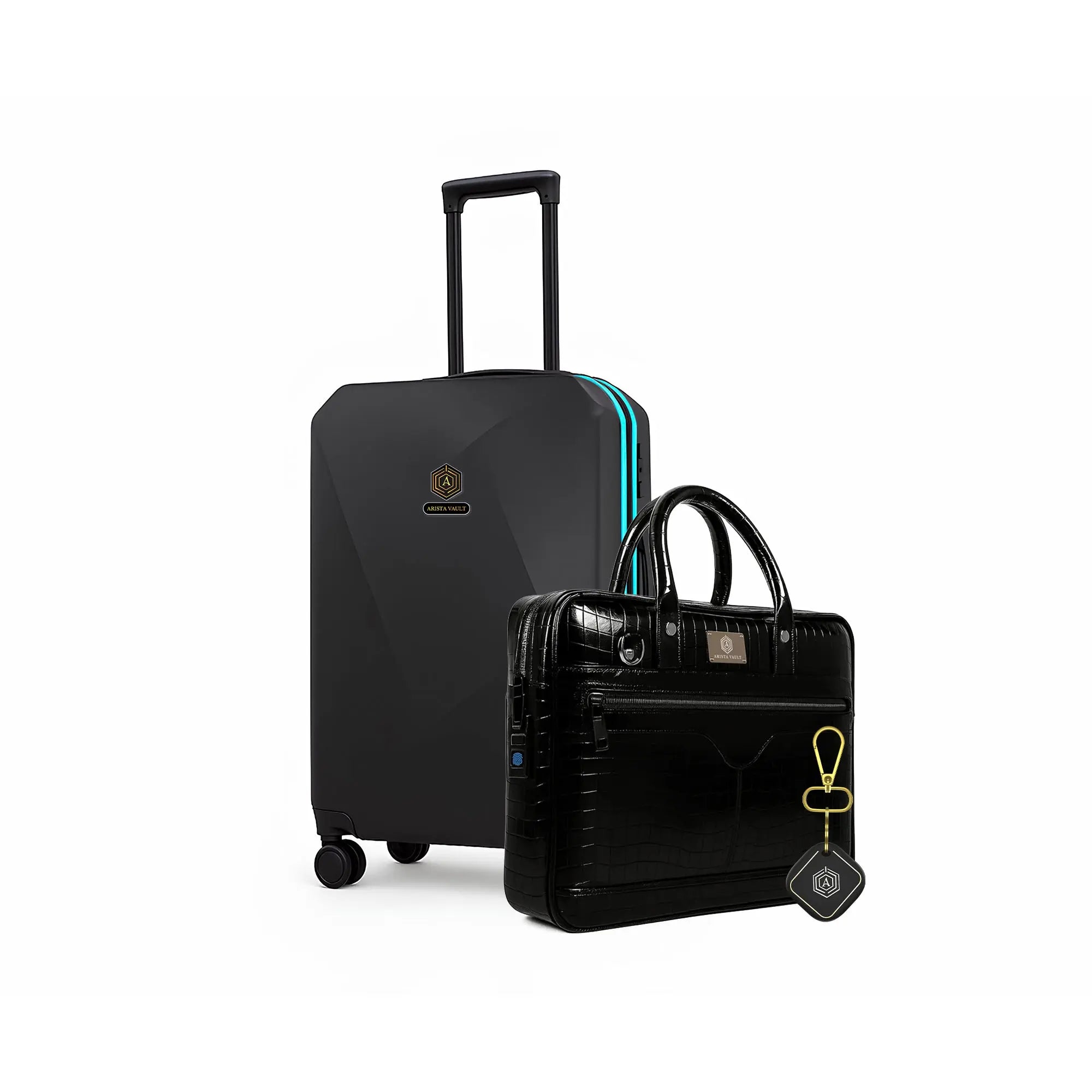 Nebula Neo Luggage + Croc-Textured Fingerlock Bag Black + Key Chain