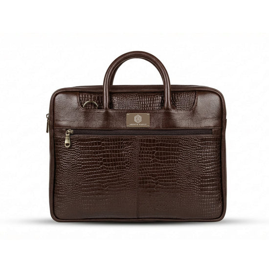 Croc-Textured Leather Bag Arista Vault