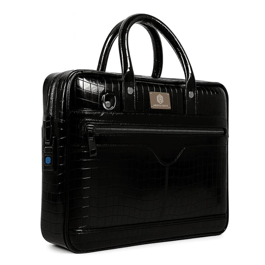 Croc-Textured Leather Bag Arista Vault