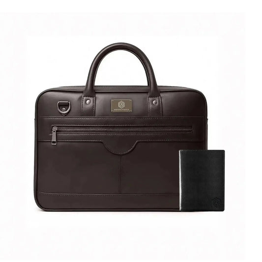 ZenMatte Laptop Bag (Brown) + Smart Passport Holder (Black) Arista Vault