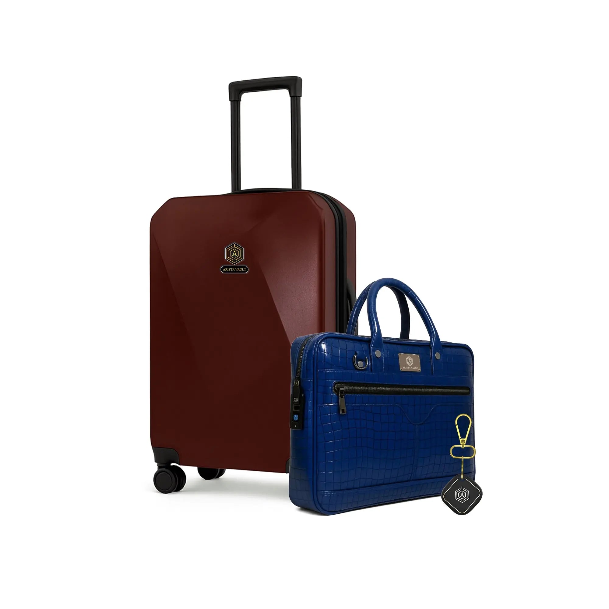 Arista Spot - Luggage Maroon + Croc-Textured Blue + Key Chain