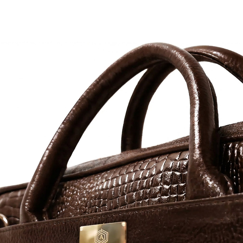 Croc-Textured Leather Bag Arista Vault