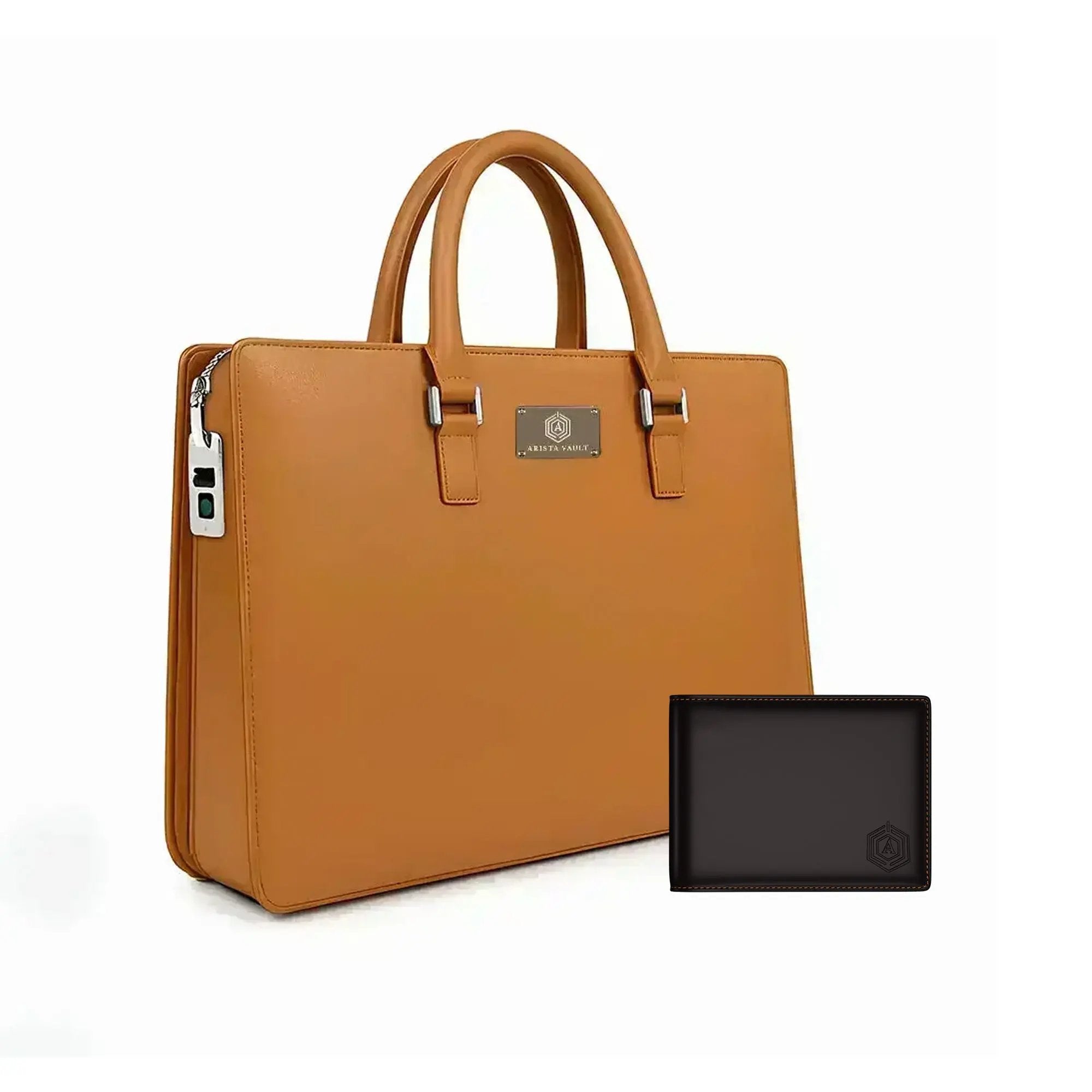 TechBag Fingerlock Bag (Tan) and Wallet Bot Classic Brown Arista Vault