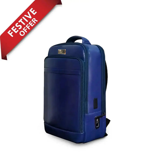 Smart Fingerlock Backpack Leather in (Blue) Arista Vault